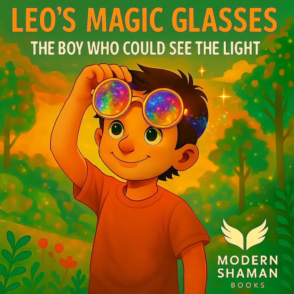 Cover of Leo's Magic Glasses, showing Leo lifting colorful glasses